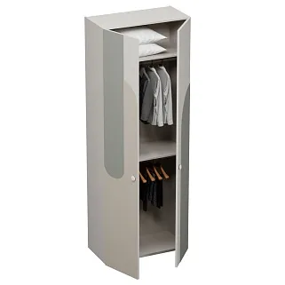 Шкаф двухдверный узкий, фрезерованные фасады в эмали LE210.44-1