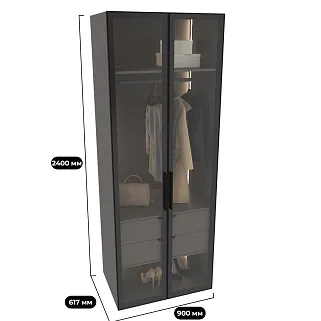 Шкаф для спальни с двумя ящиками и штангой с подсветкой R210.60-2