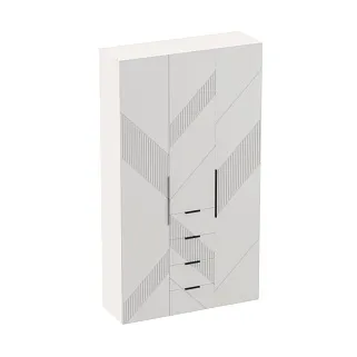 Шкаф трехдверный с ящиками узкий, фрезерованные фасады в эмали LE203.44