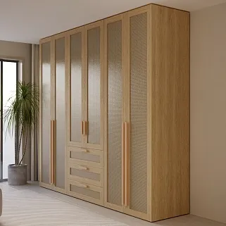 Шкафная группа, фасады натуральный ротанг Lazio 15