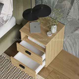 Тумба прикроватная 2 ящика, фасады натуральный ротанг L702