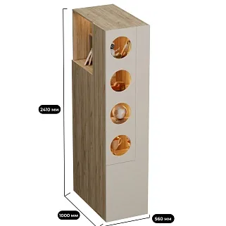 Шкаф с фальшь панелью для 2х ярусных кроватей с подсветкой LG266 L/R