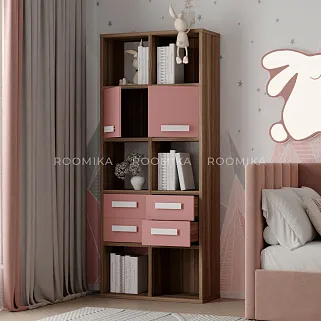 Стеллаж сквозной книжный на 10 ниш с ящиками E810