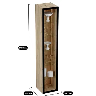 Шкаф со стеклянными фасадом полки стекло с подсветкой R220.1