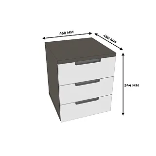 Тумба прикроватная 3 ящика, фасады в эмали LE-703