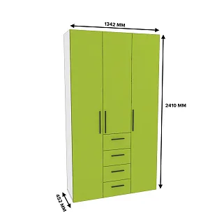 Шкаф трехдверный с ящиками узкий L203.44