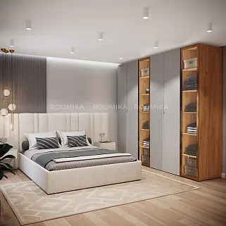 Кровать двуспальная мягкая HILTON с подъемным механизмом, мягкими панелями и тумбами, 160x200