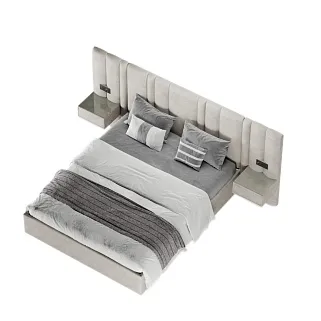 Кровать двуспальная мягкая HILTON с подъемным механизмом, мягкими панелями и тумбами, 180x200