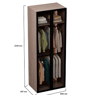 Шкаф для спальни с двумя штангами и полкой с подсветкой R210.60-1