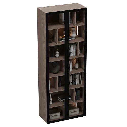 Шкаф-стеллаж со стеклянными фасадами с подсветкой R212