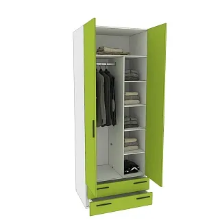 Шкаф двухдверный с ящиками глубокий L211.60