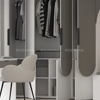 Шкаф для одежды, фрезерованные фасады в эмали LЕ251.60-2 L/R