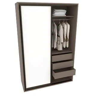 Шкаф-купе ХG160.60-2, профиль INTEGRO, фасад МДФ/зеркало серебро