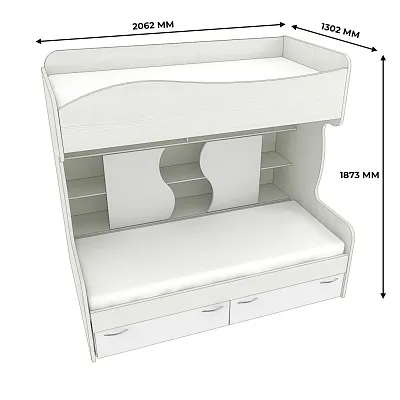 Кровать двухъярусная с лестницей комодом P904, 90x200