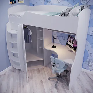 Кровать-чердак с рабочей зоной P906, 90x200