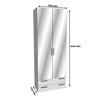 Шкаф двустворчатый с ящиками и с зеркалом LG-211.44Z