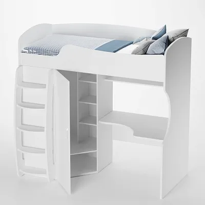 Кровать-чердак с рабочей зоной P906, 90x200