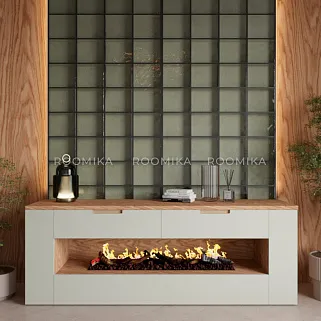 Тумба ТВ навесная с электрокамином, фасады в эмали LE551.450