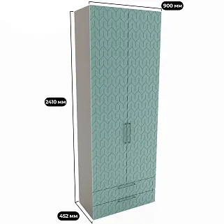 Шкаф 2 дверный с ящиками, фрезерованные фасады в эмали LE-211.44