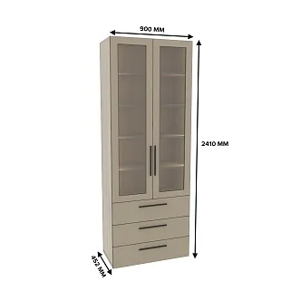 Шкаф книжный с тремя ящиками со стеклом L213S с подсветкой