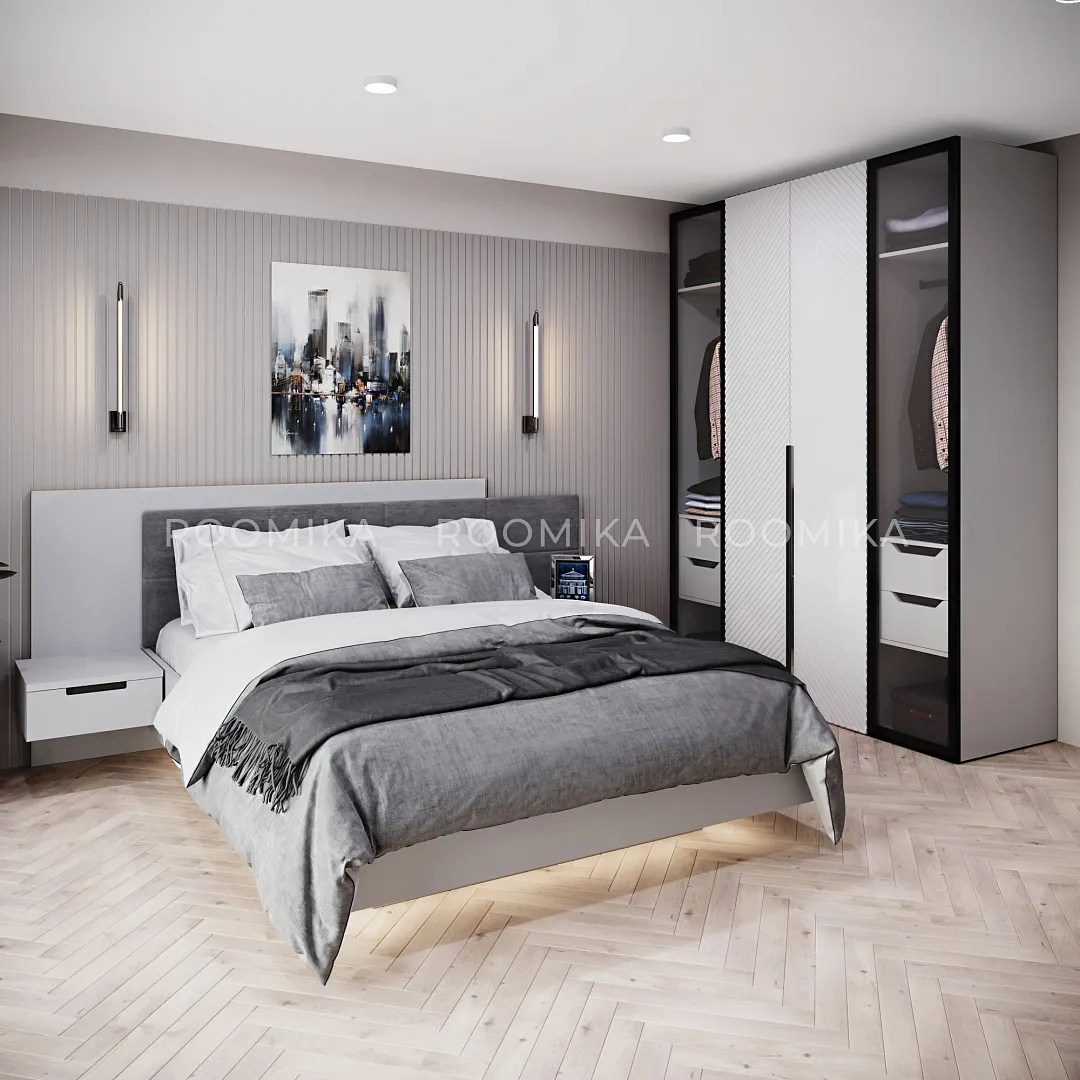 Кровать двуспальная Lazio с парящим эффектом и мягкой спинкой, 180x200