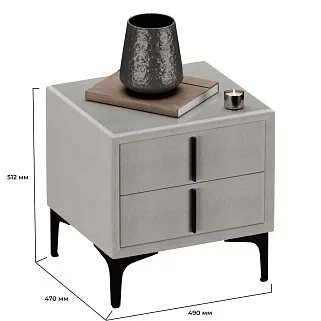 Тумба прикроватная мягкая, стекло прозрачное, ножки черные GRACE752