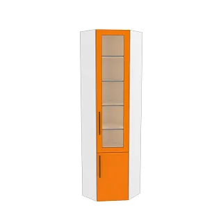 Шкаф угловой книжный со стеклом L247 с подсветкой