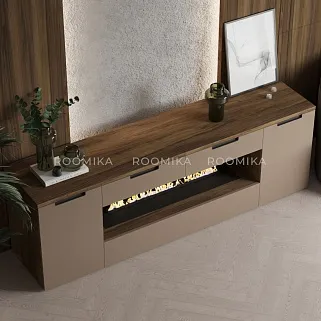 Тумба ТВ навесная с электрокамином, фасады в эмали LE550.450