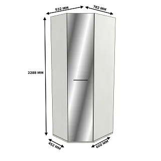 Шкаф угловой разностронний с зеркалом, фасады МДФ CG-218.1Z L/R
