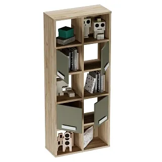 Стеллаж сквозной книжный на 10 ниш с ящиками E810