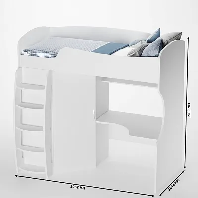 Кровать-чердак с рабочей зоной P906, 90x200