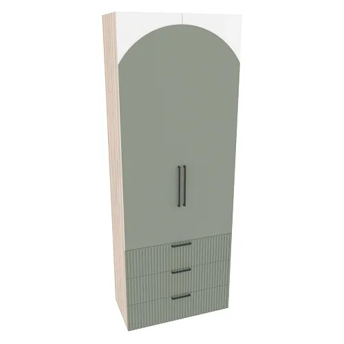 Шкаф книжный/для одежды с тремя ящиками, фрезерованные фасады в эмали LE213