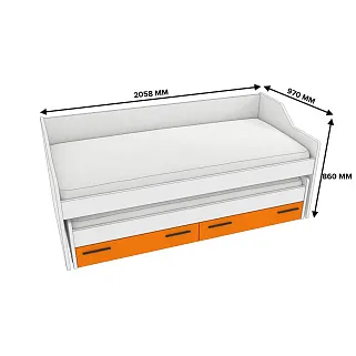 Кровать с выдвижным спальным местом L910, 90x200