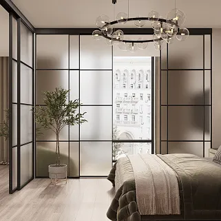 Перегородка для зониования пространства, стекло Сатинато GRACE 19