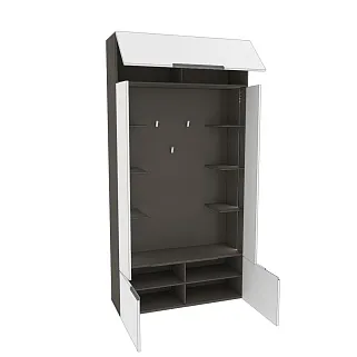 Секция под крючки с полками с подсветкой, фасады в эмали LE418 L/R