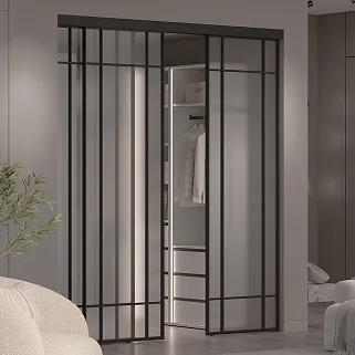 Сатинированная перегородка для гардеробной, стекло Сатинато GRACE 16