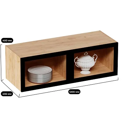 Антресоль с двумя откидными стеклянными дверями R312.45ST с подсветкой