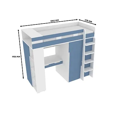 Кровать-чердак с рабочей зоной, фасады в эмали LE903, 90x190 L/R