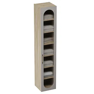 Шкаф 1 дверный узкий, фрезерованные фасады в эмали LE-220.44-4