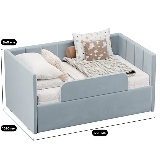 Кровать с подъемным механизмом и ящиком для белья с бортиком LINE 1, 90х160