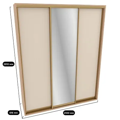 Шкаф-купе ХG210.60-3, профиль INTEGRO, фасад МДФ/зеркало серебро