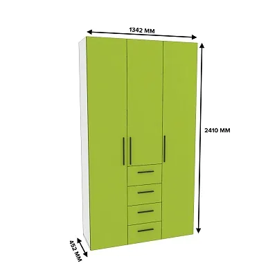 Шкаф трехдверный с ящиками узкий L203.44