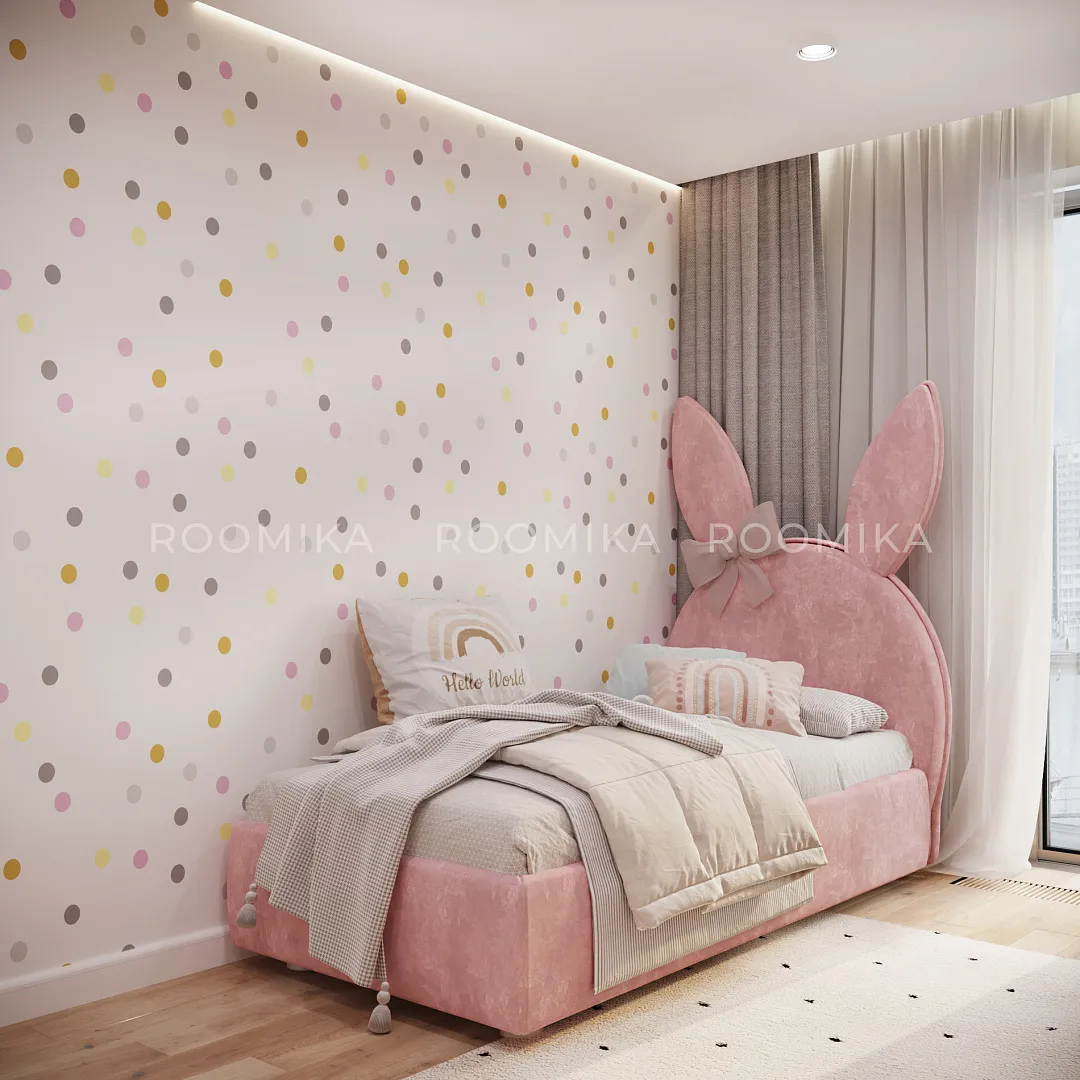 Кровать односпальная мягкая BUNNY  с подъемным механизмом, 90x190