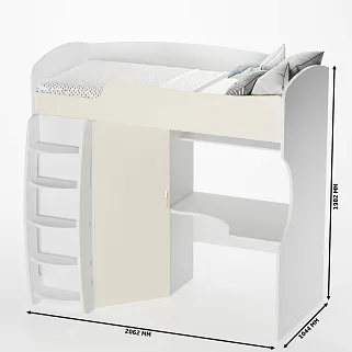 Кровать-чердак с рабочей зоной P906, 90x200