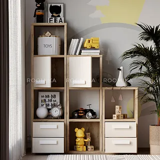 Стеллаж сквозной книжный на 9 ниш с ящиками E802,E803,E804