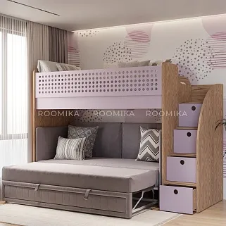 Кровать-чердак A916 с диваном Bergamo, 90x200 L/R