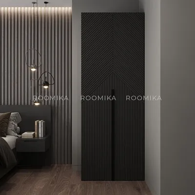 Шкаф двухдверный узкий, фрезерованные фасады в эмали LE210.44-1