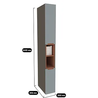 Шкаф книжный с нишей узкий, фасады в эмали LE226.300.600