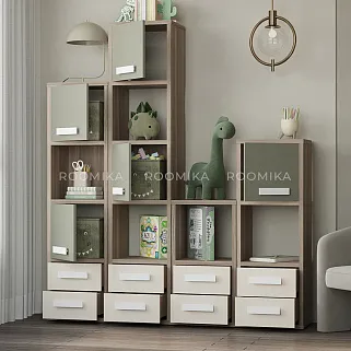 Стеллаж сквозной книжный на 14 ниш с ящиками E802,E803,E804,E805