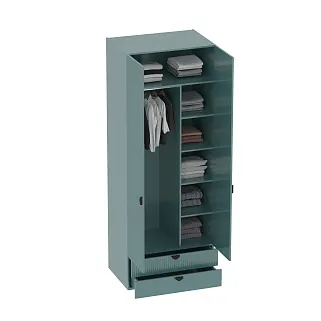 Шкаф 2 дверный с ящиками, фрезерованные фасады в эмали LE-211.60